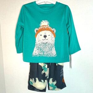 Carter's Blue Green Toddler Boys' 2pc Polar Bear Long Sleeve Pajama Set 12M NEW!